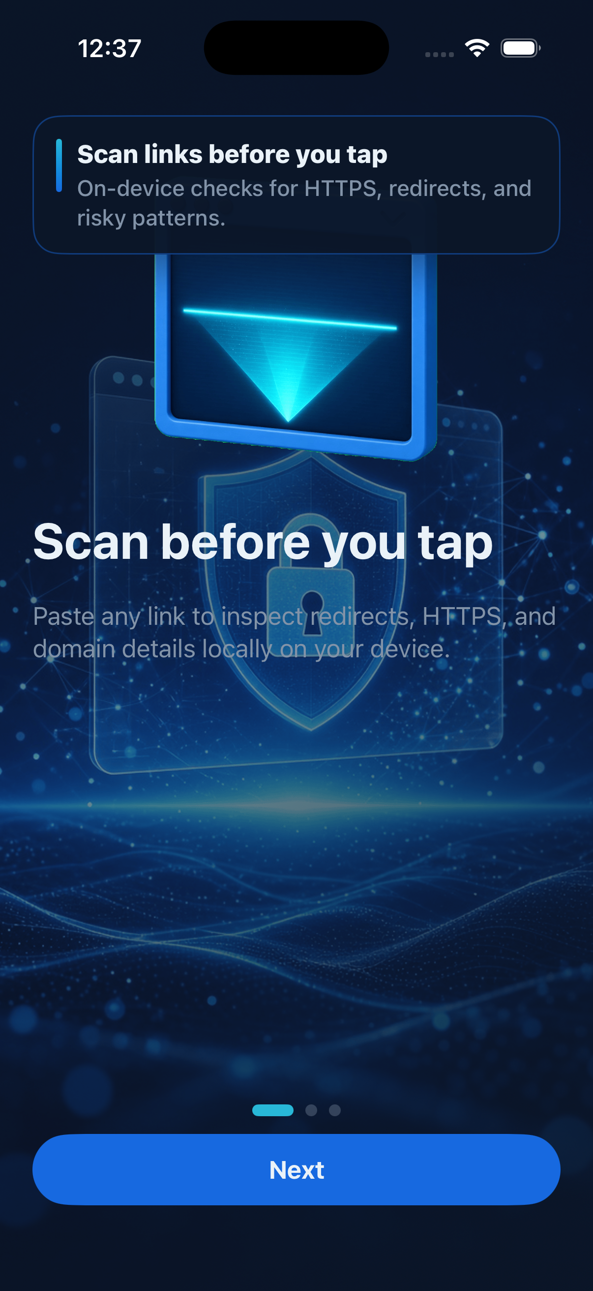 Onboarding screen