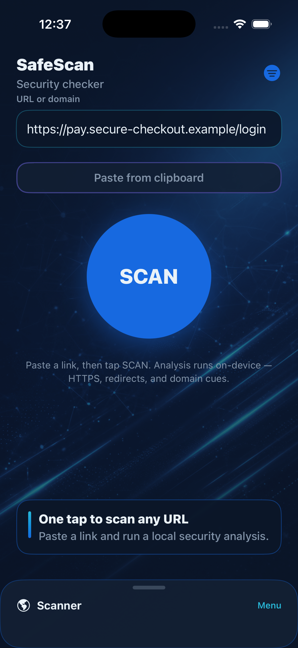 Scan Hub screen